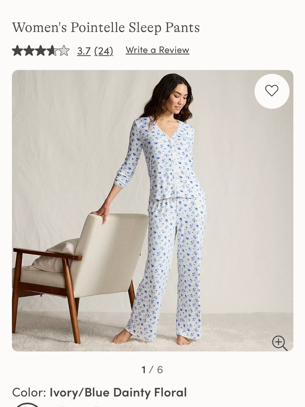 Lands’ End Pointelle Sleep Pants size small (6-8)